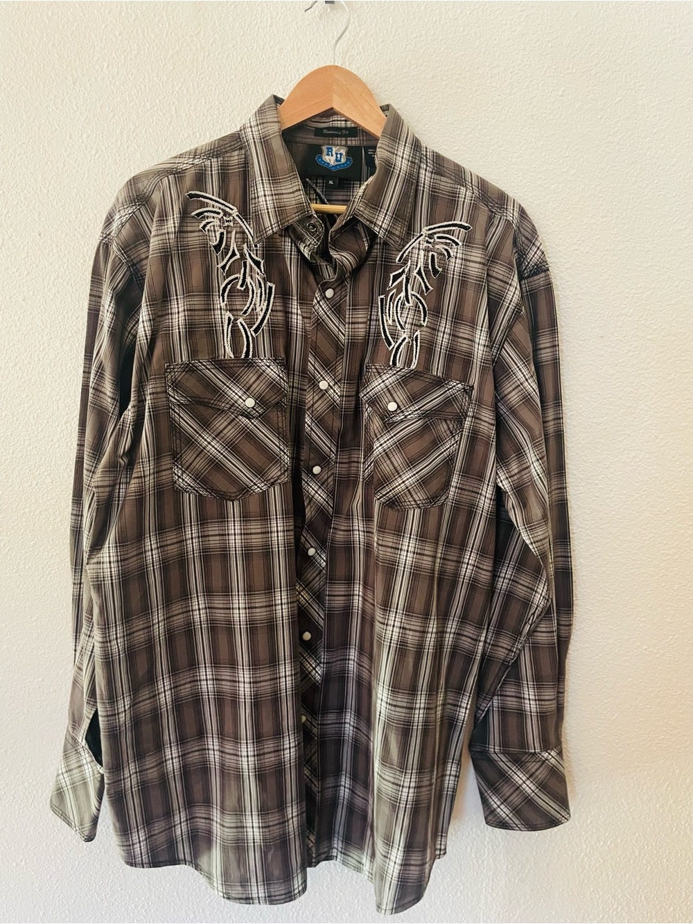 RESISTOL UNIVERSITY Western Cowboy Rodeo Rancher Shirt Mens XL Pearl Snaps